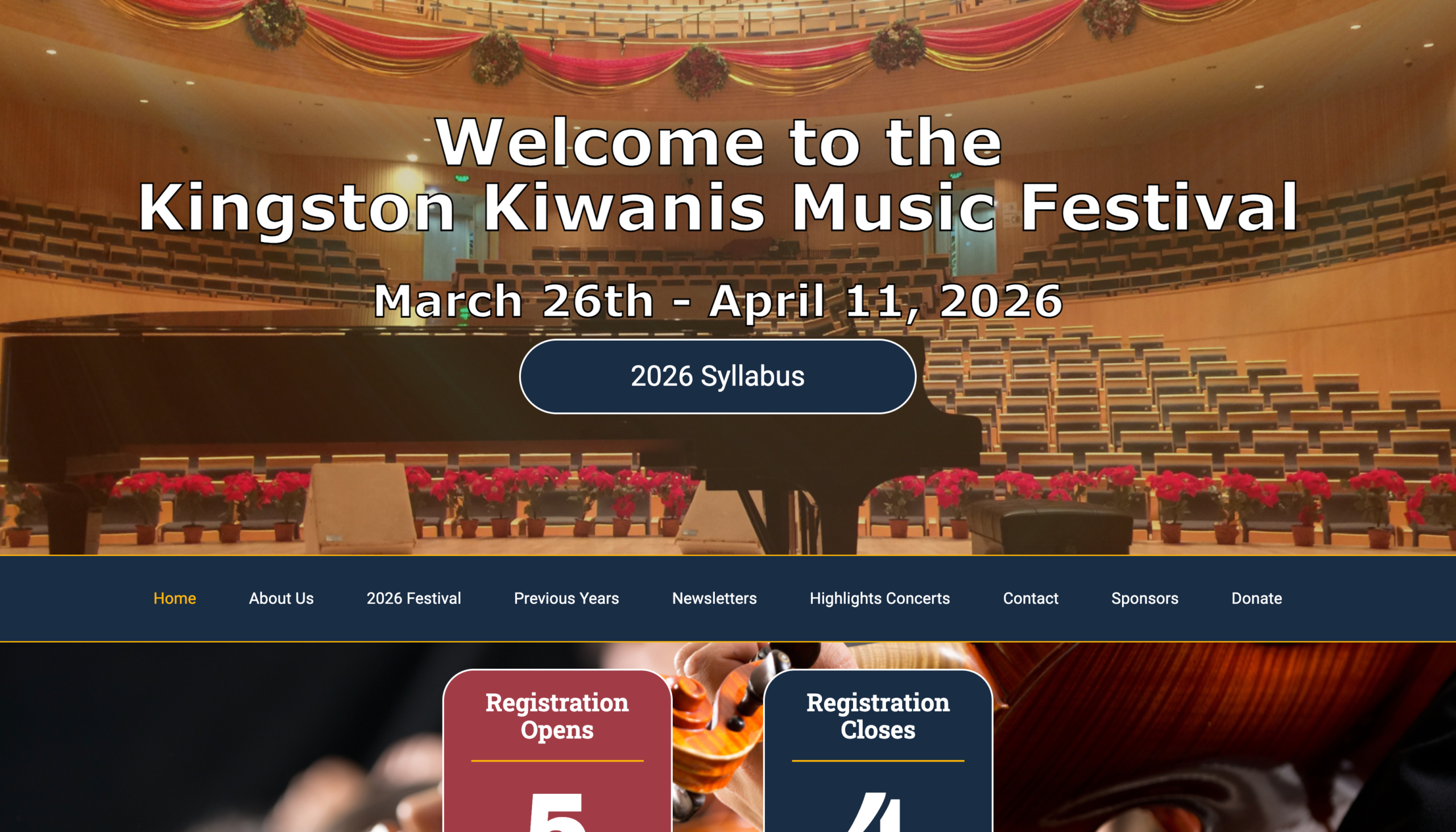 Kingston Kiwanis Music Festival website home page